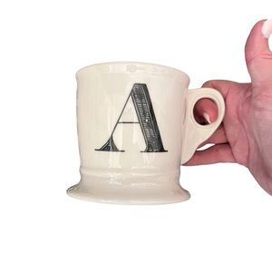 Anthropologie Monogram Coffee Tea Initial Mug Letter A Shaving Style Cup